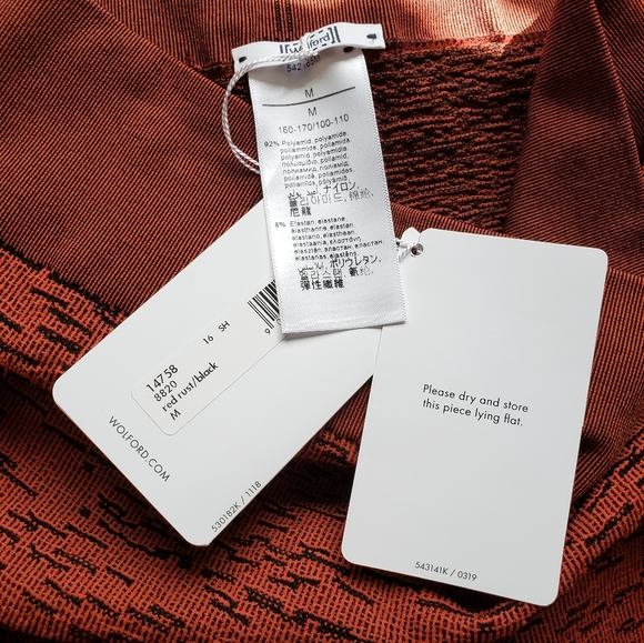 NIB, WOLFORD, ORANGE BLACK ZIPPER LEGGINGS M,L - Picture 13 of 15